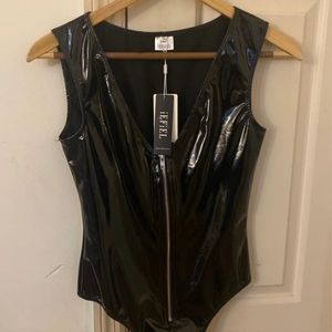 Faux leather bodysuit